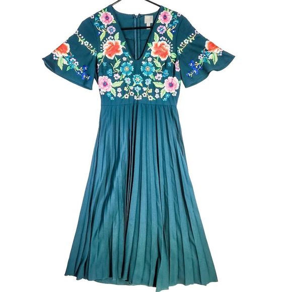 ASOS Dresses & Skirts - Asos Boho Embroidered Pleated Dress 6